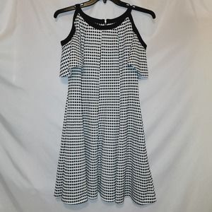 Danny and Nicole black and white weave print knee length dress